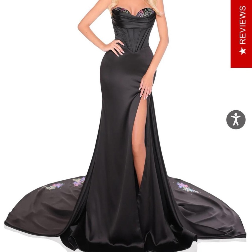 Sophisticated Black Strapless Prom Dress